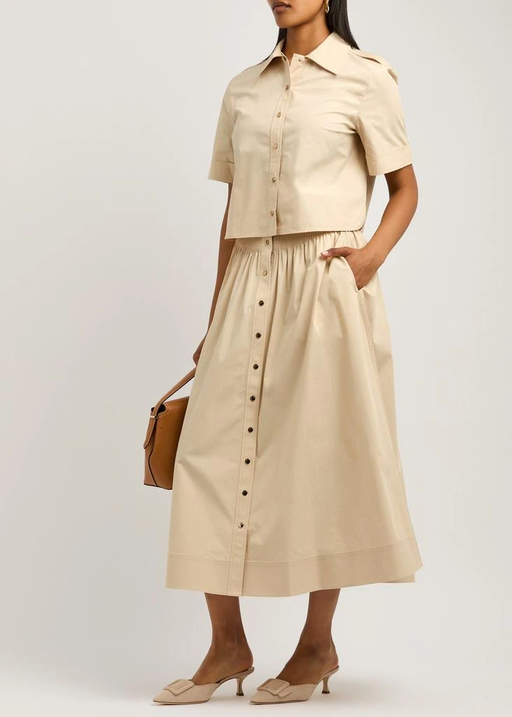 Tory Burch Stretch-cotton poplin midi skirt 4