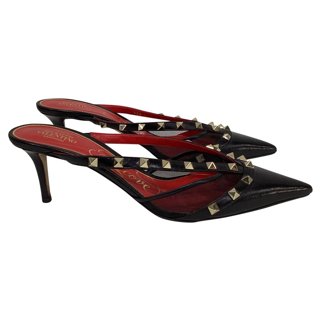 Valentino Black leather Fussfriend slippers Black-leather 38