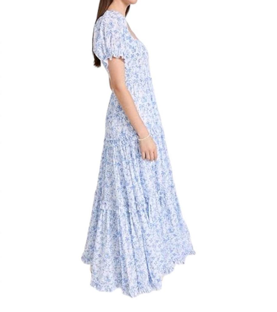 CAROLINE CONSTAS Zuri Maxi Dress In White Blue