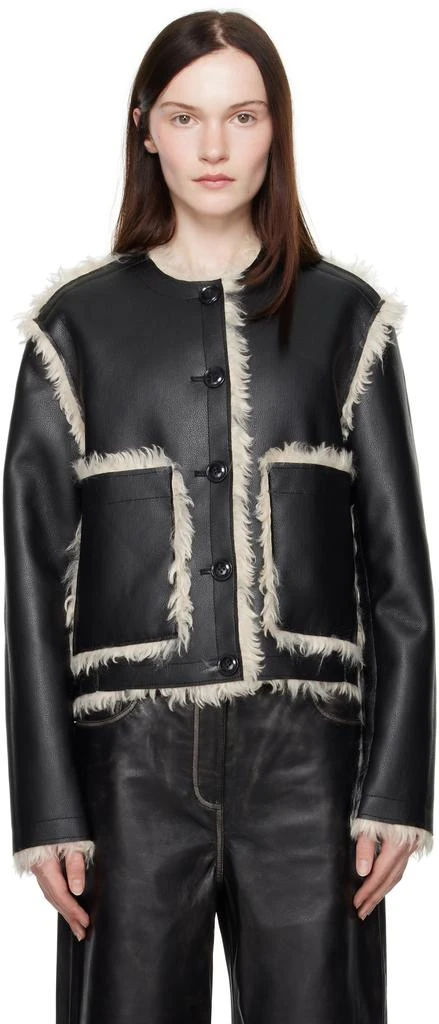 STAND STUDIO Black Lucine Reversible Faux-Leather Jacket 1