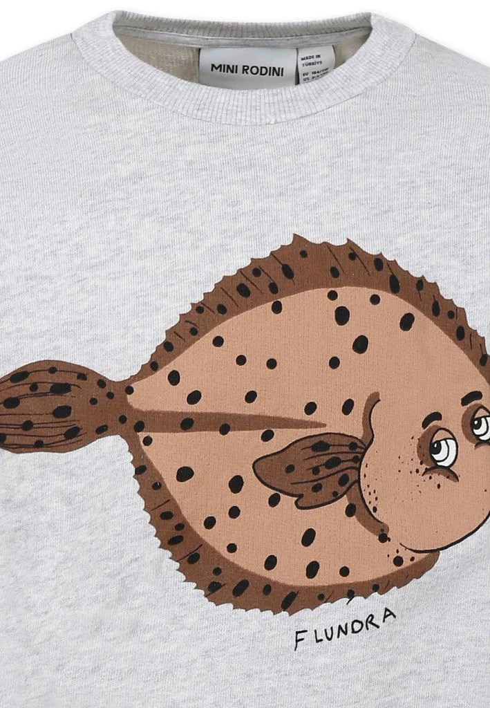 Mini Rodini Grey Sweatshirt For Kids With Puffer Fish 3