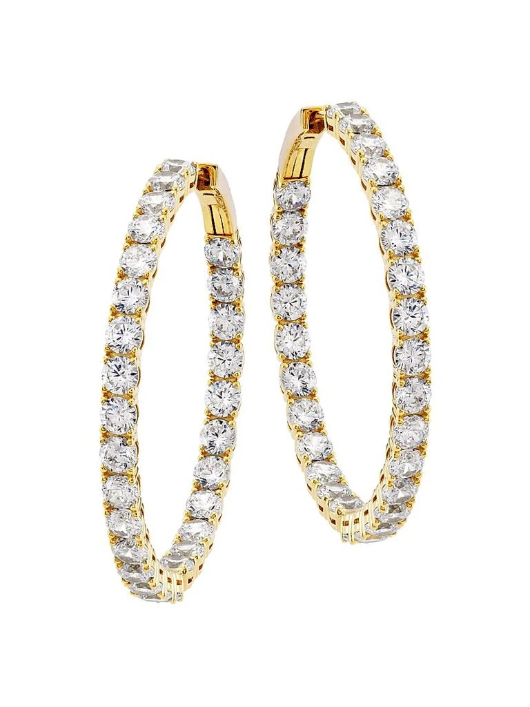 Adriana Orsini Tennis Perfect 18K Gold-Plated & Cubic Zirconia Inside-Out Hoop Earrings 1