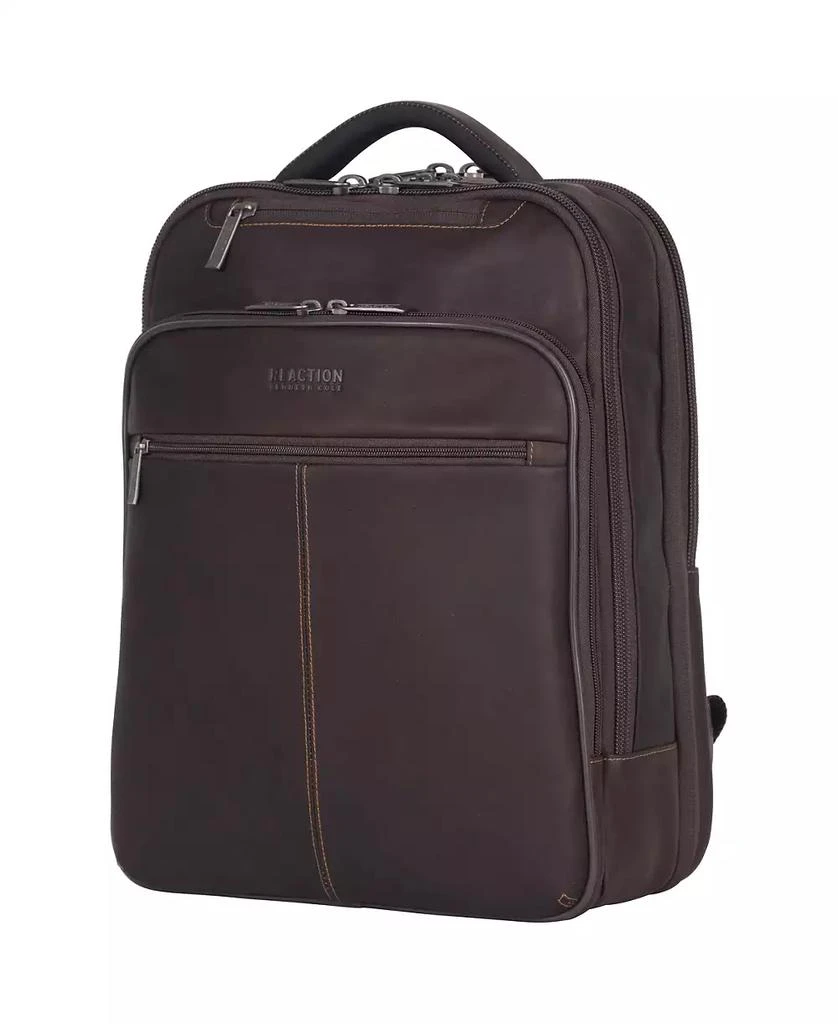 Kenneth Cole Full-Grain Colombian Leather 16" Laptop Tablet Travel Backpack 6