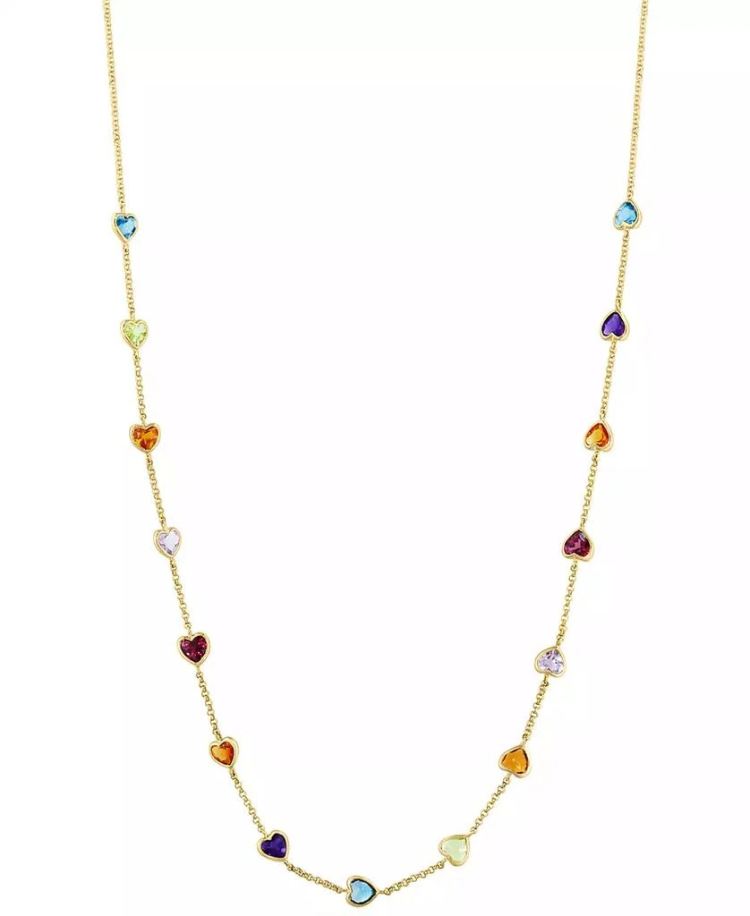 Effy EFFY® Multi-Gemstone (4-1/2 ct. t.w.) Heart 18" Station Necklace in 14k Yellow Gold 1