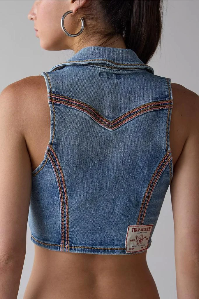 True Religion True Religion Scoop Neck Super QT Flap Denim Vest Top 4
