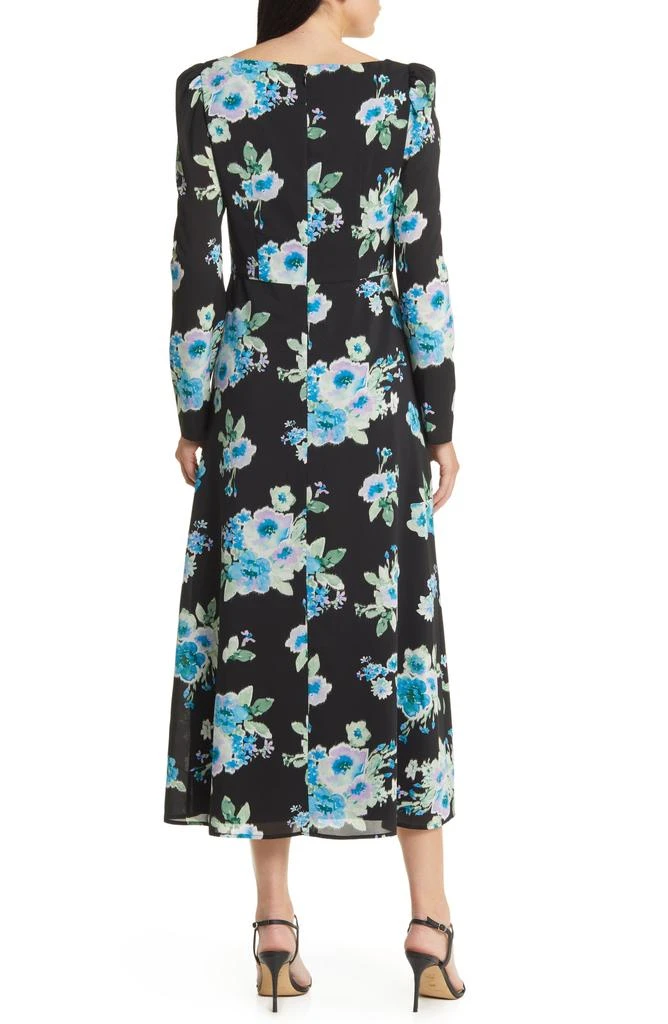 Charles Henry Floral Print Ruffle Long Sleeve Midi Dress 2