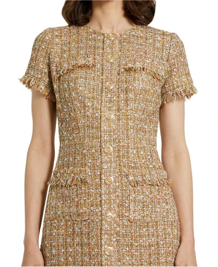 Mac Duggal Boucle Short Sleeve Mini Dress With Pockets 3