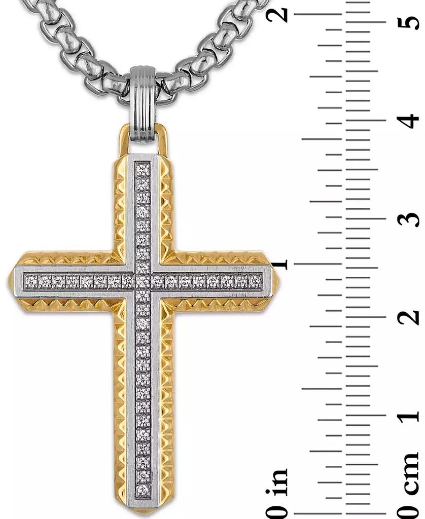 Esquire Men's Jewelry Diamond Cross 22" Pendant Necklace (1/5 ct. t.w.) in Stainless Steel & Yellow Gold-Tone Ion-Plated Stainless Steel 4