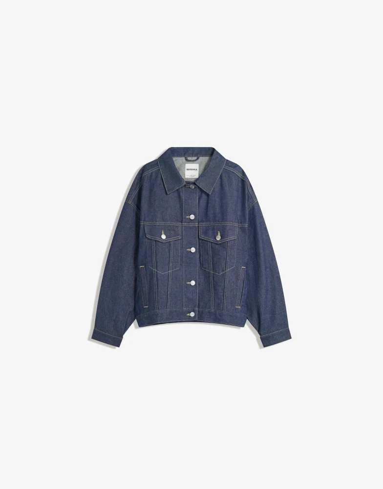 Bershka Bershka Oversize denim jacket in blue 4