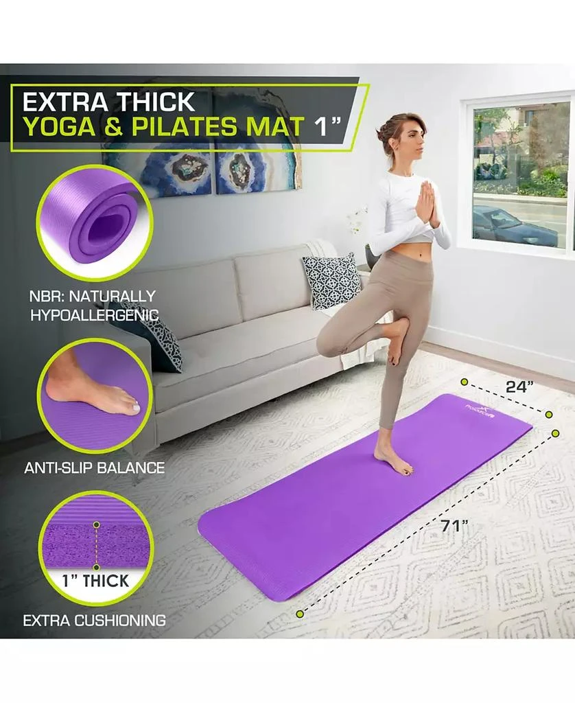 ProsourceFit Extra Thick Yoga and Pilates Mat with Sling, 1" 4