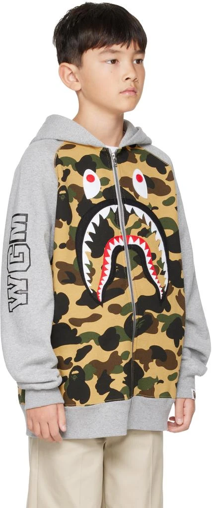 Bape Kids Gray 1st Camo Shark Patch Zip Hoodie 2