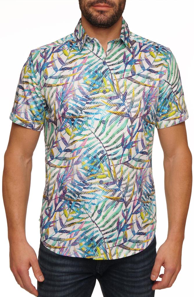 Robert Graham Cedrick Classic Fit Palm Short Sleeve Button-Up Shirt