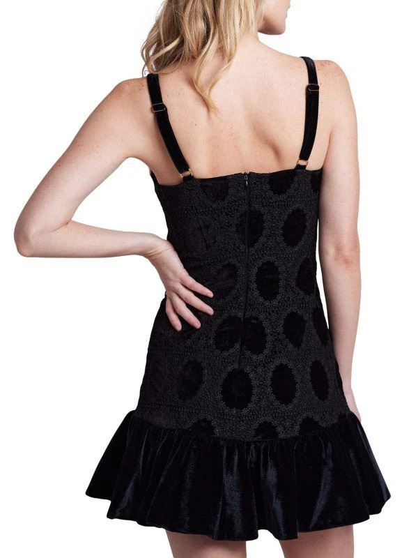 PatBO Velvet & Lace Flounce-Hem Minidress 4