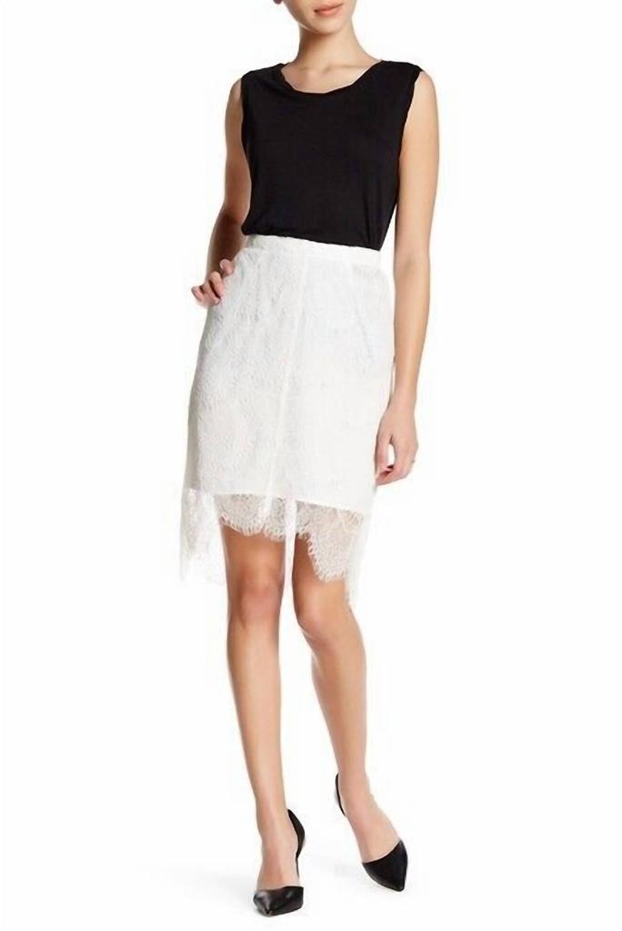 cupcakes and cashmere Cupcakes And Cashmere - Lace High-Low Overlay Pencil Skirt