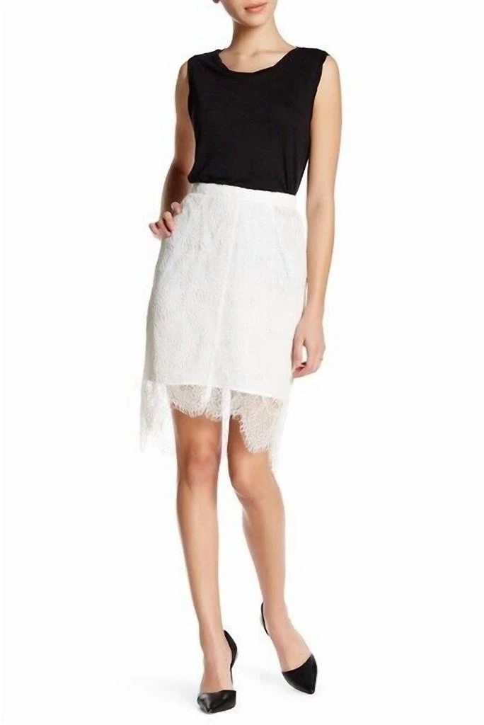 cupcakes and cashmere Lace High-Low Overlay Pencil Skirt In White 1