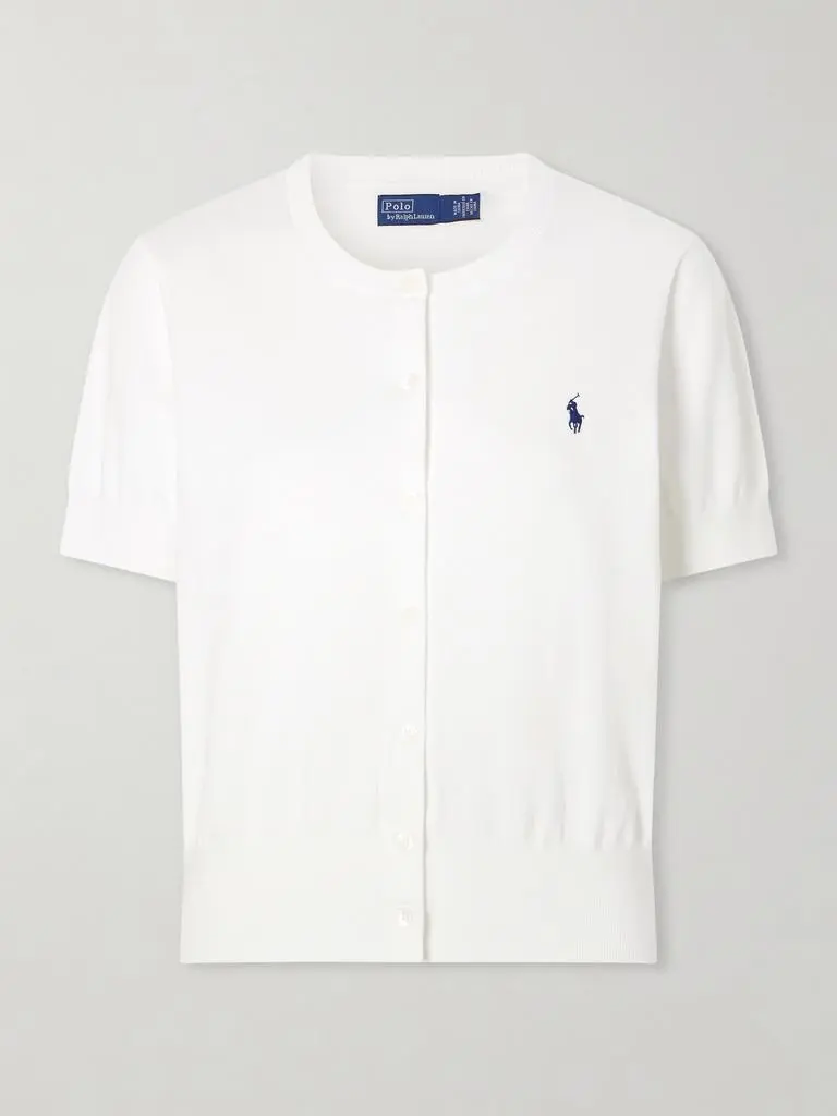 Ralph Lauren Logo-embroidered Cotton-blend Cardigan