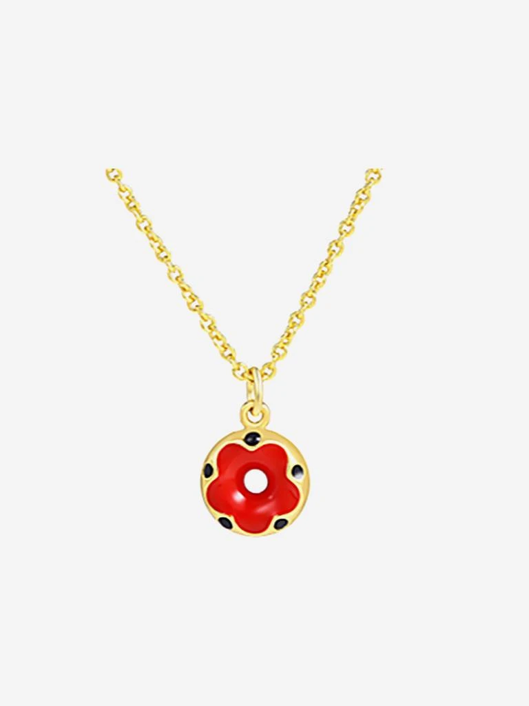 Secret Spoils Secret Spoils Girls Red Doughnut Flower Necklace in Gold (40cm)