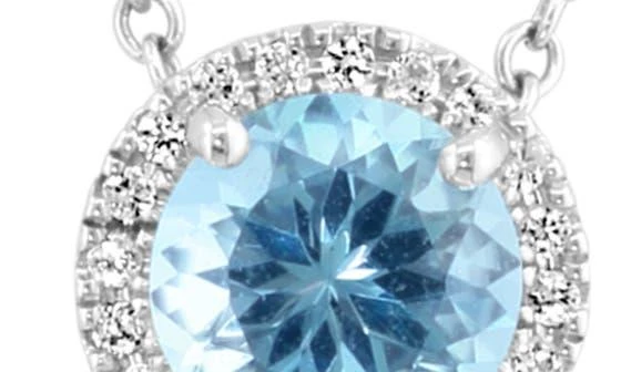Effy Sterling Silver White Sapphire & Aquamarine Pendant Necklace & Stud Earrings Set 2