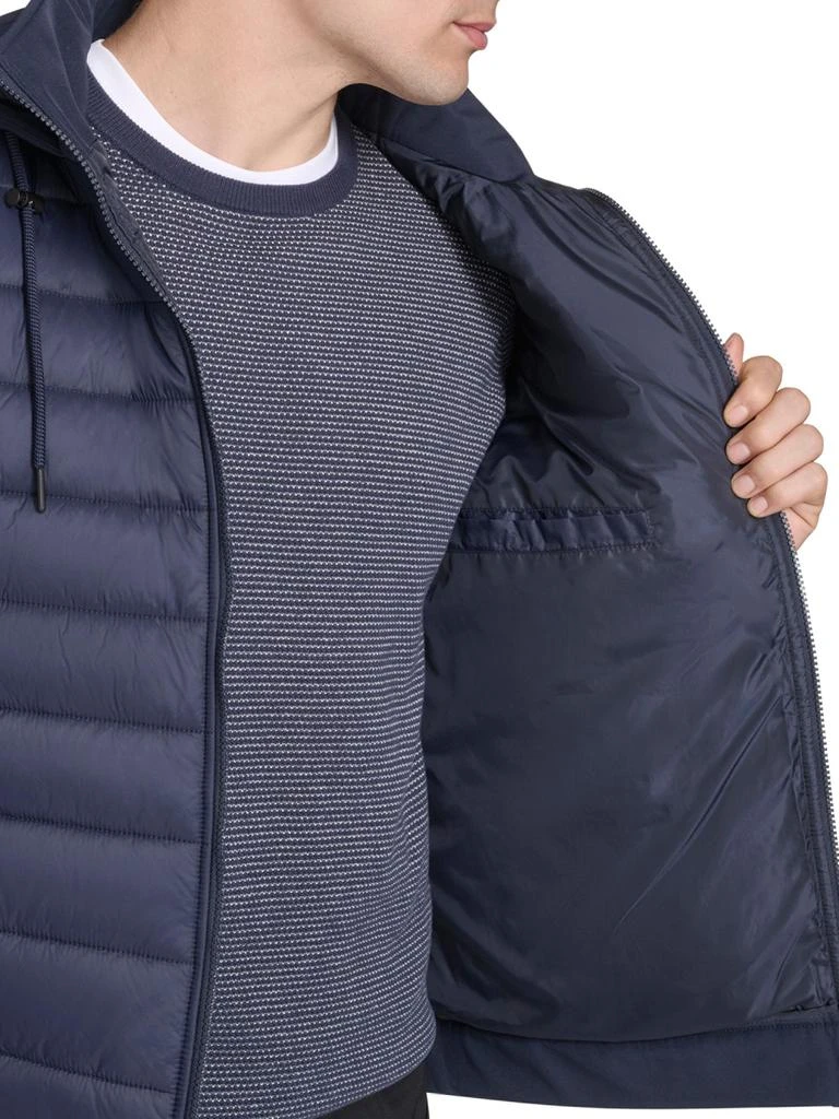 Kenneth Cole Mixed-Media Quilted Hooded Slim Fit Jacket 4