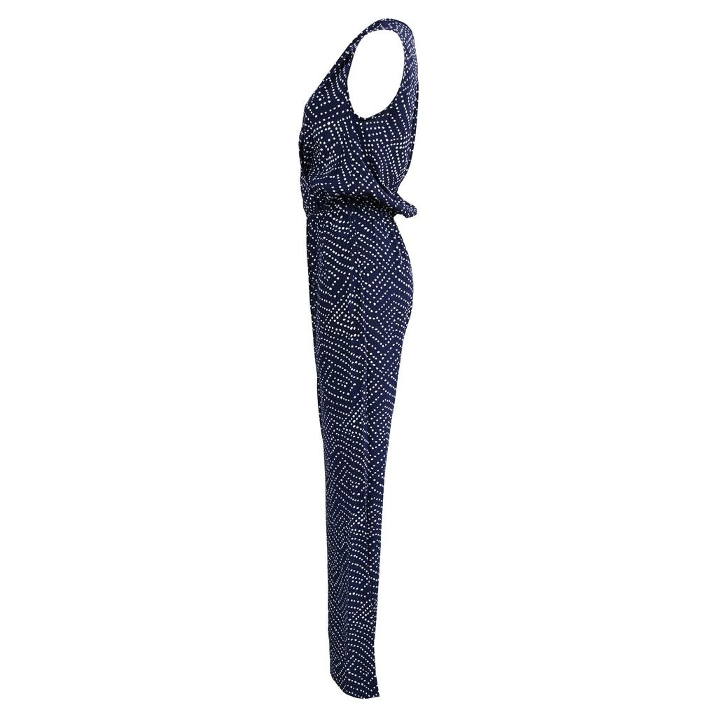 Diane von Furstenberg Diane Von Furstenberg Dotted Belted Eva Jumpsuit in Navy Blue Silk 2