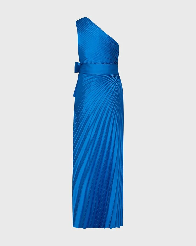 Milly Estelle Pleated One-Shoulder Satin Maxi Dress 3