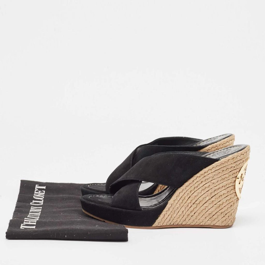 Tory Burch Tory Burch Black Suede Kristen Espadrille Wedge Sandals Size 37 9