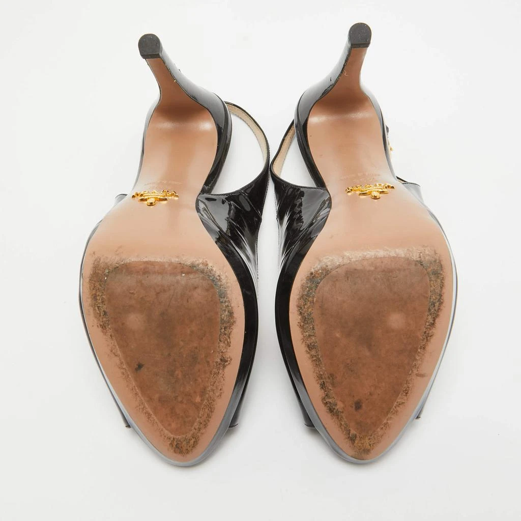 Prada Prada Black Patent Leather Peep Toe Slingback Pumps Size 36.5 6