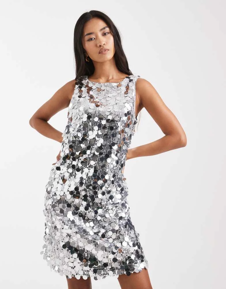 Pieces Pieces sleeveless disc sequin mini dress in silver - Dresses & Skirts - Free Shipping - BeyondStyle Pieces Pieces sleeveless disc sequin mini dress in silver - Dresses & Skirts - Free Shipping - BeyondStyle