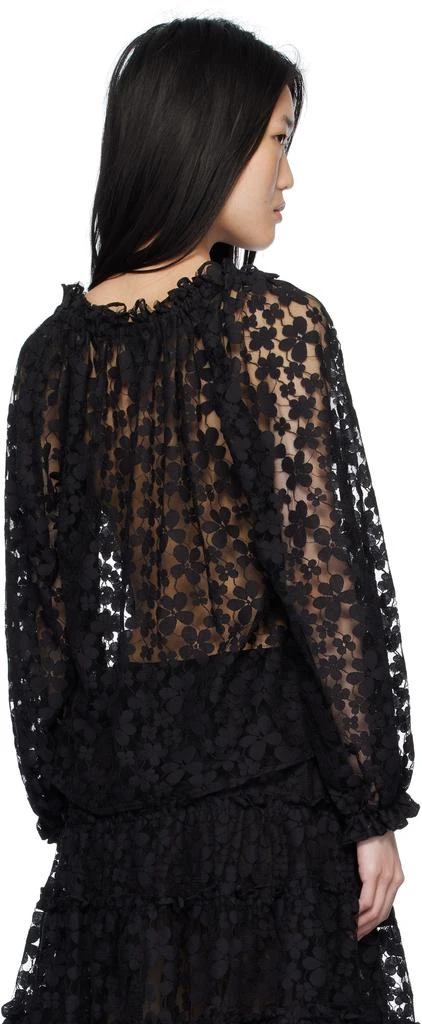 Anna Sui Black Shadow Blossom Elastic Lace Blouse 3