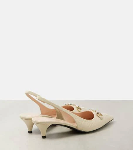Gucci Horsebit GG 45 leather slingback pumps 2