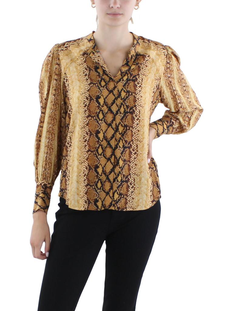 Joie Talin Womens Snake Print Button-Down Blouse