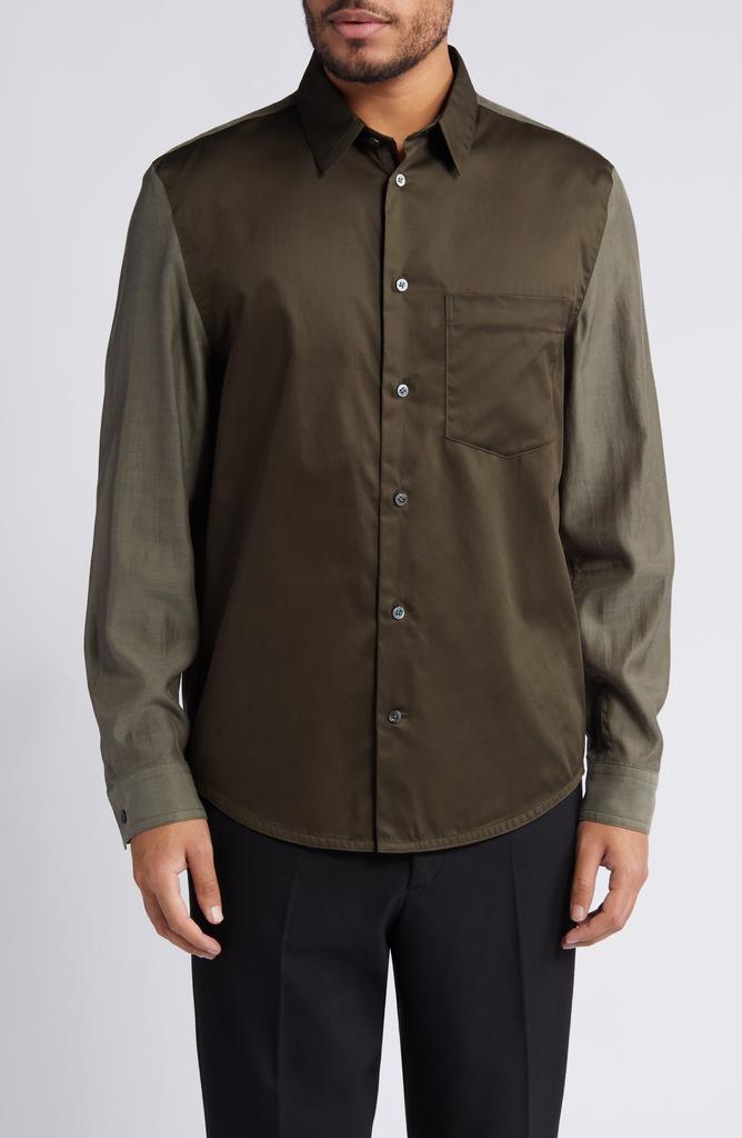 COS Relaxed Fit Colorblock Cotton Button-Up Shirt