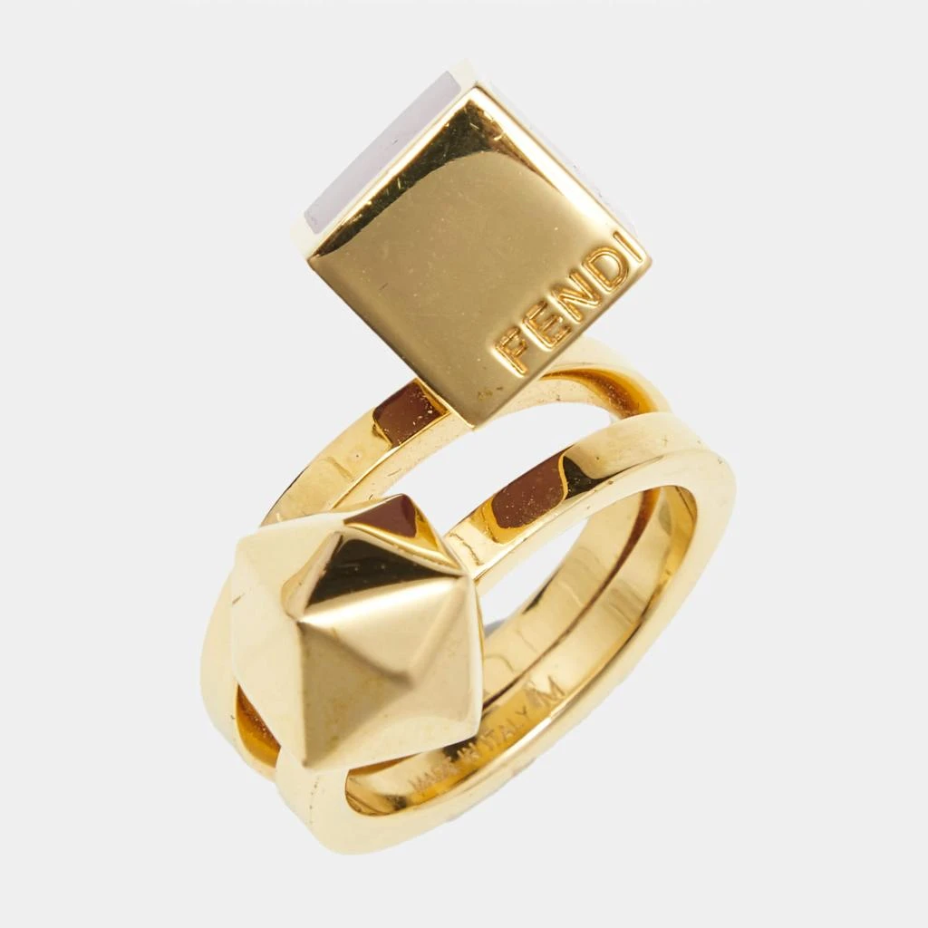 Fendi Fendi Bague Enamel Gold Tone Ring Size 55 6