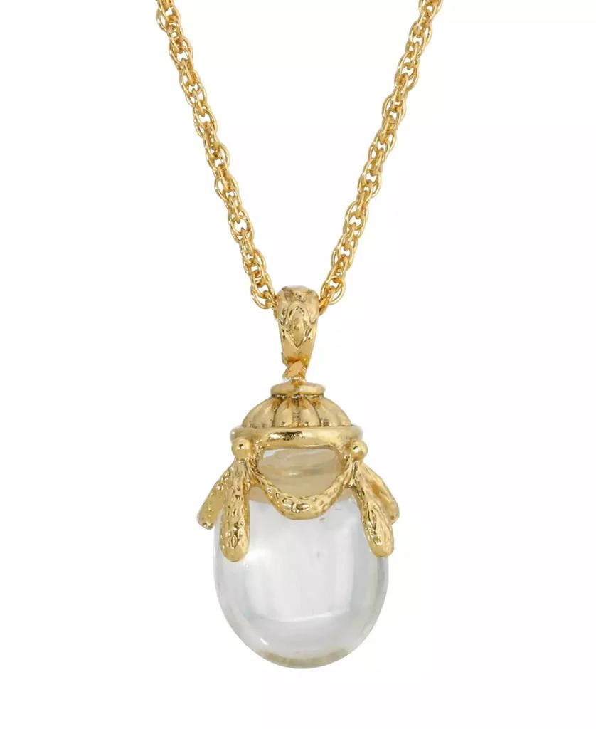 2028 14K Gold Plated Clear Glass Egg Pendant Necklace