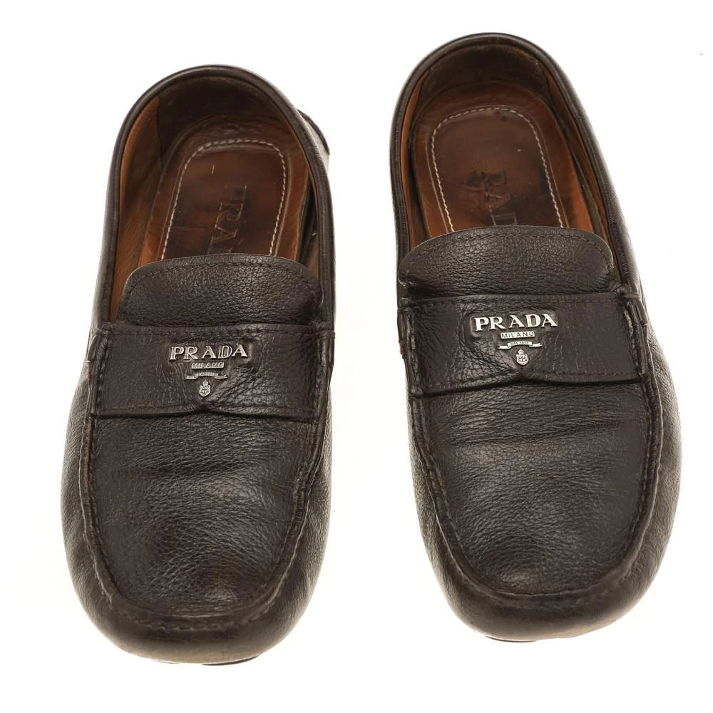 Prada Prada Dark Brown Leather Penny Slip On Loafers Size 41 3