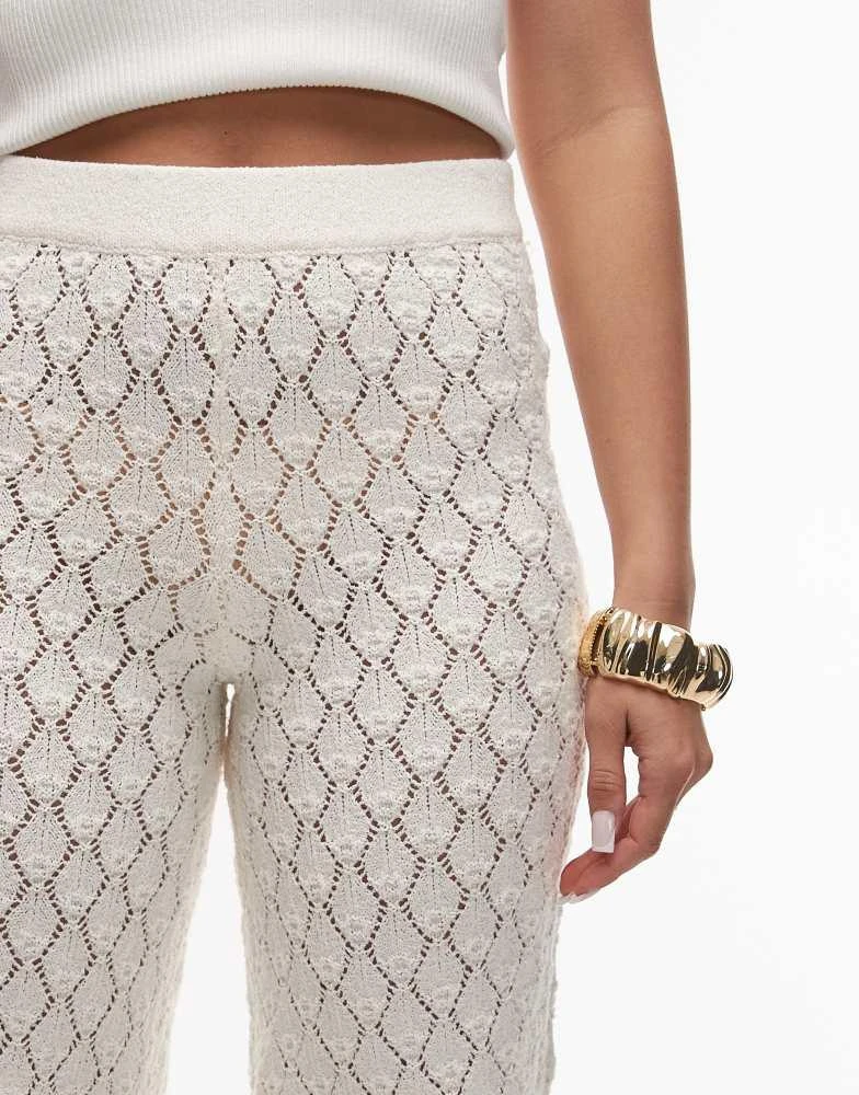 Mango Mango wide leg crochet trousers in off white 3