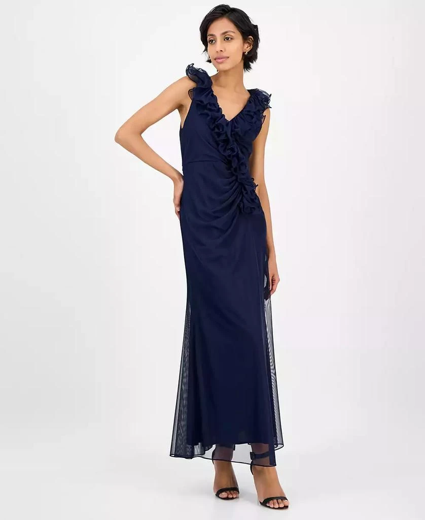 alex evening petite dresses macy's Pink Drapped Long One Shoulder Dress