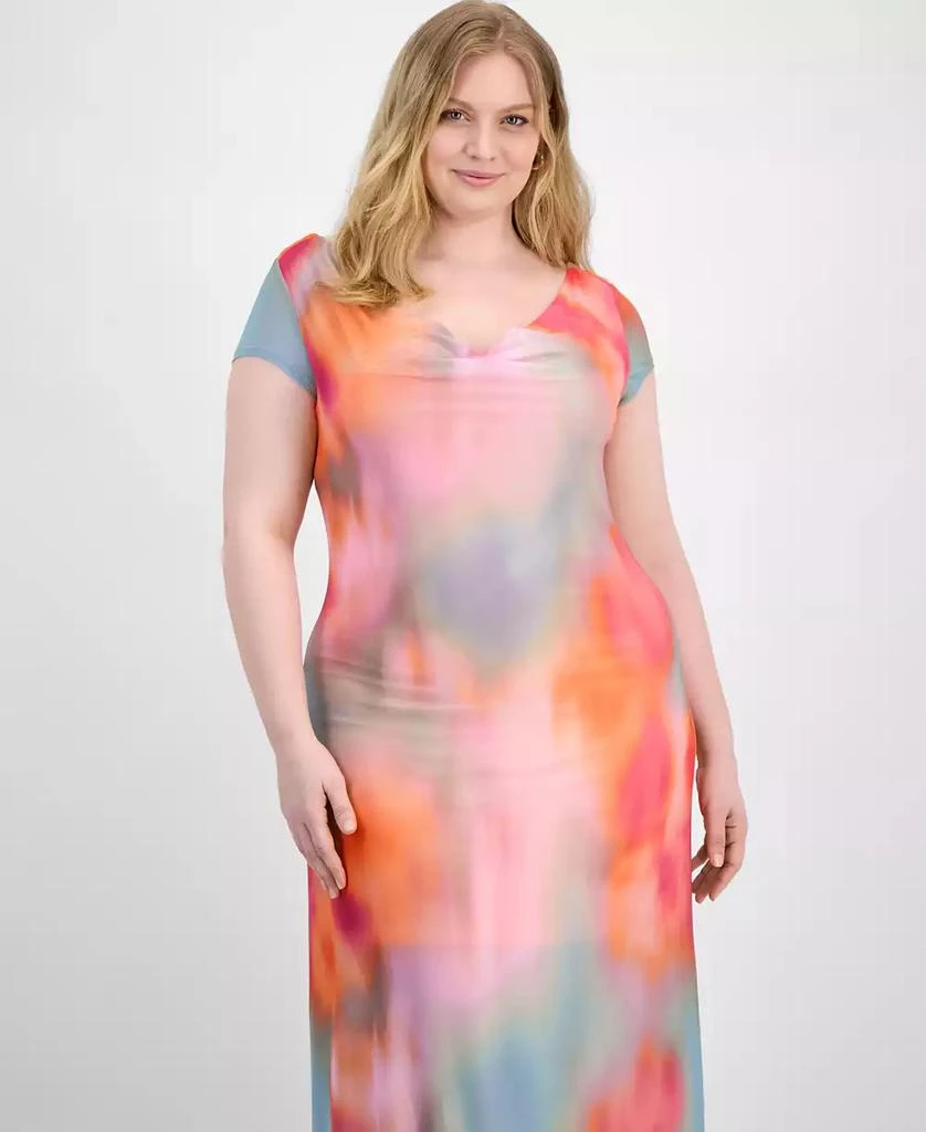 Bar III Trendy Plus Size Cowl-Neck Short-Sleeve Maxi Dress, Exclusively at Macy's 2
