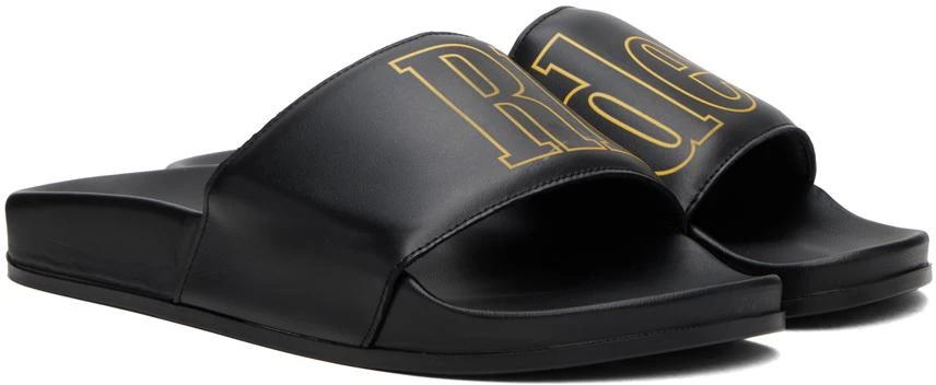 Rhude Black Leather Pool Slides 4