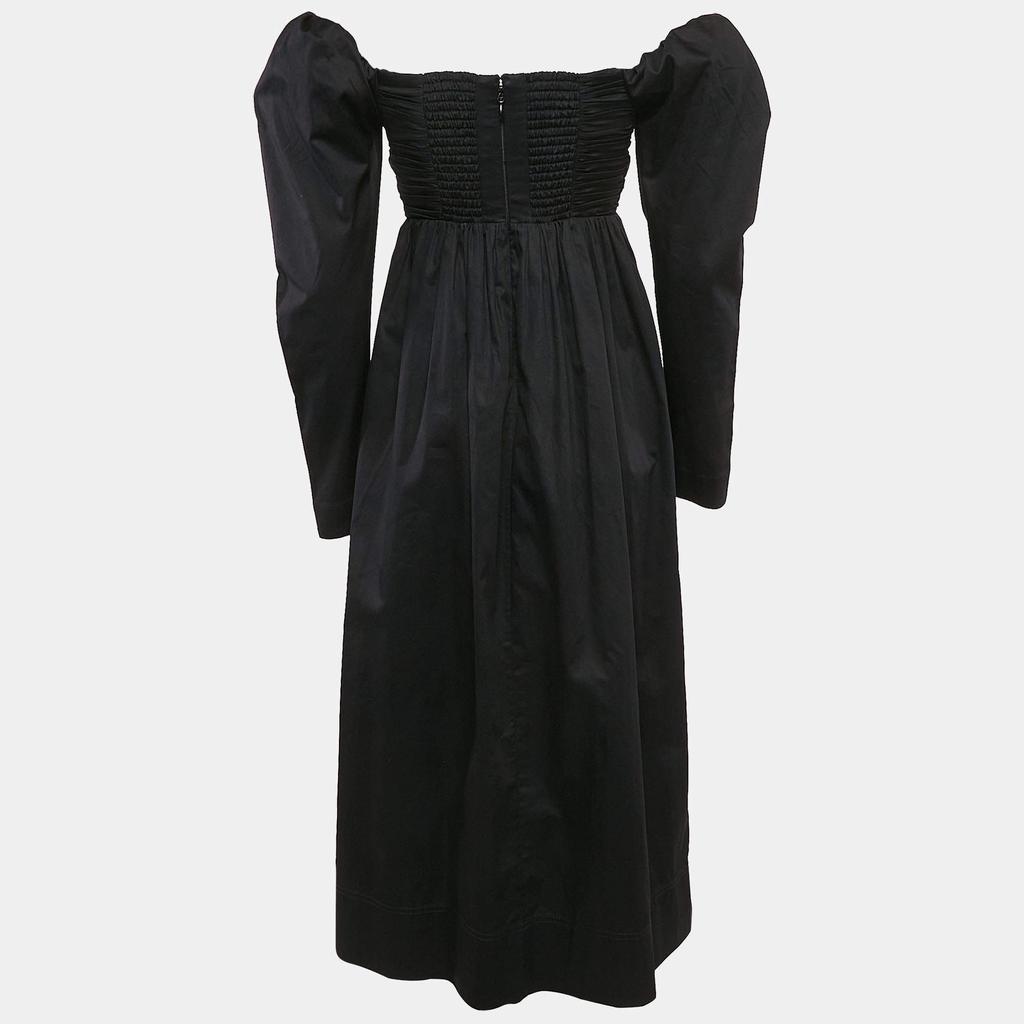 Aje Aje Black Cotton Bow Detail Off-Shoulder Midi Dress XS
