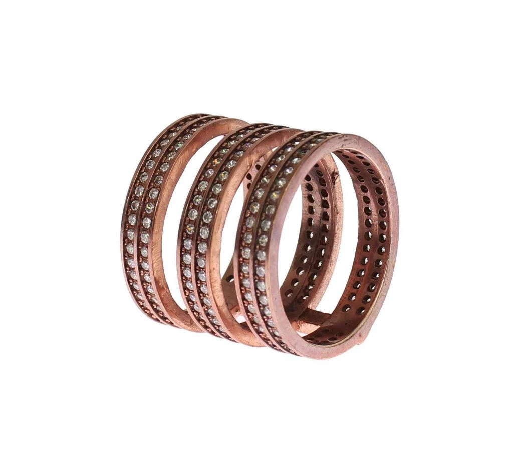 Nialaya Nialaya Gold 925 Silver Clear CZ Pink Ring 3