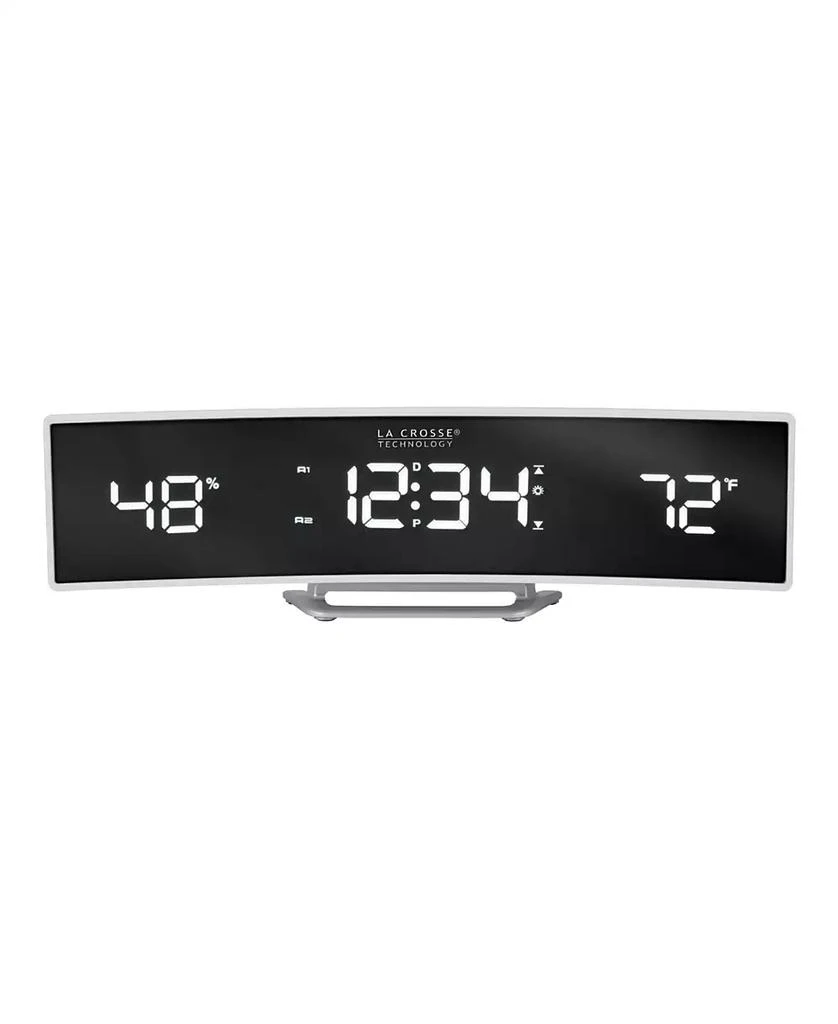 La Crosse Technology White Curved Alarm Clock with Mirrored LED Lens Display