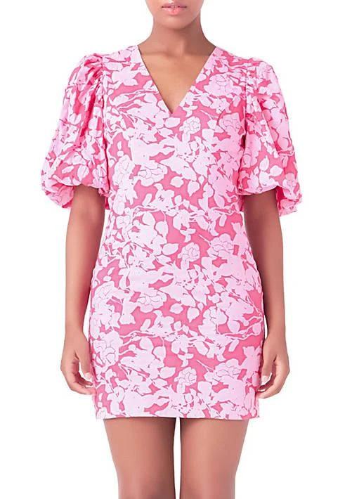Endless Rose Rose Floral Puff Sleeve Mini Dress 1