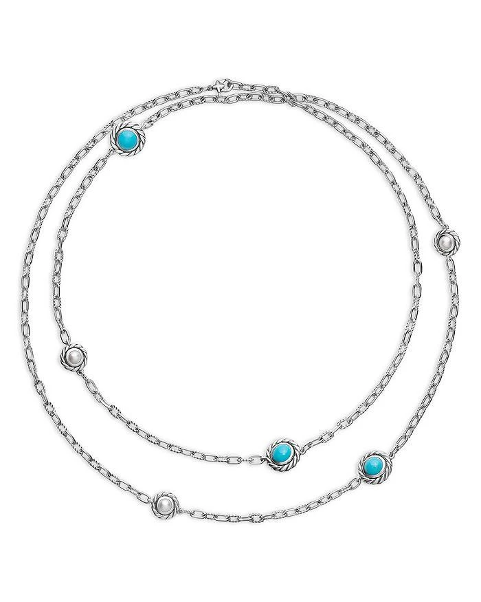 David Yurman Pearl Classics Station Chain Necklace in Sterling Silver with Turquoise, 4mm 3