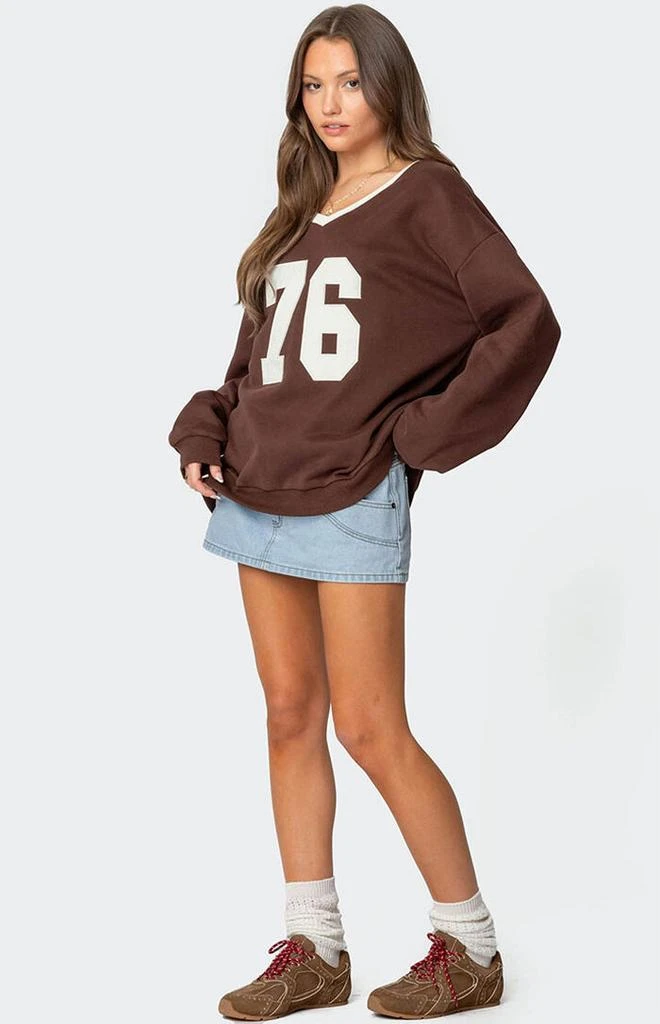Edikted 76 Oversized V Neck Sweater 4
