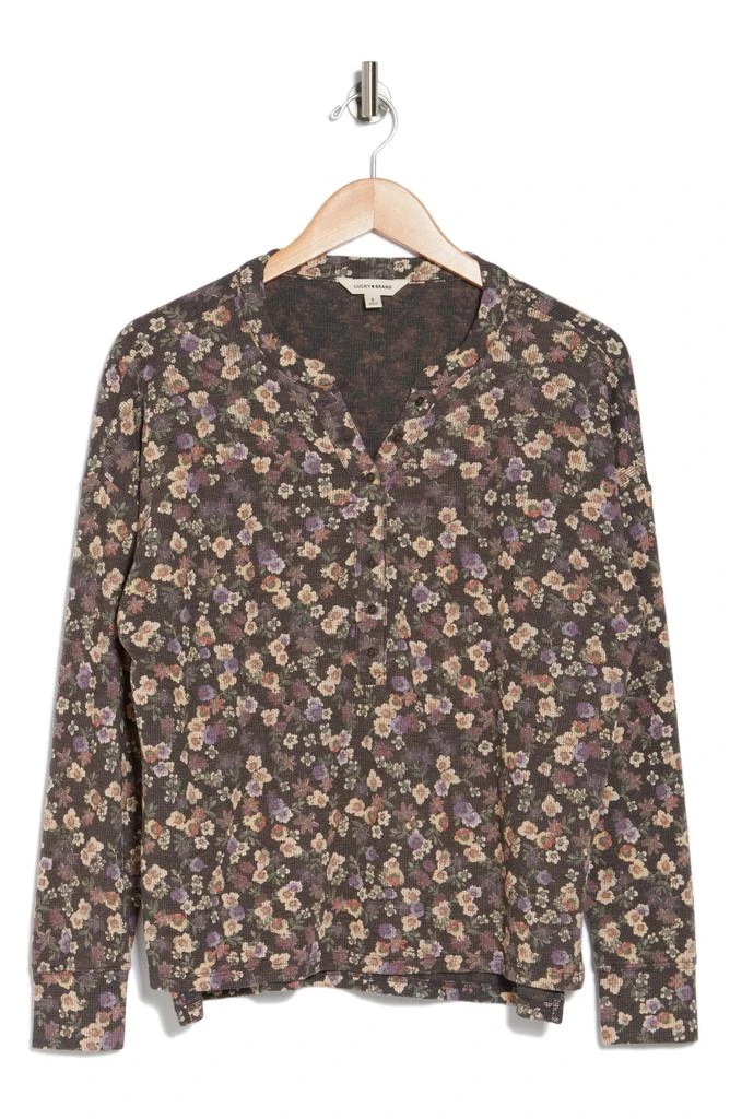 Lucky Brand Floral Long Sleeve Thermal Henley 3