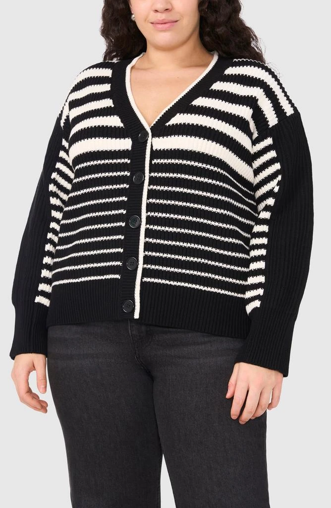 Halogen Variegated Stripe Cotton Blend Cardigan 1