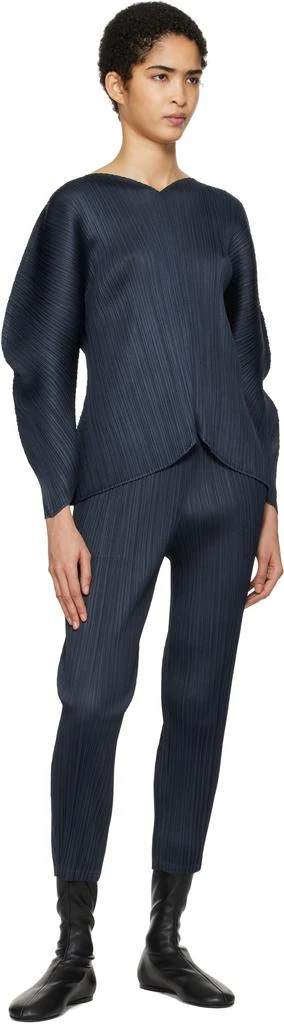 Pleats Please Navy Wormhole Trousers 4