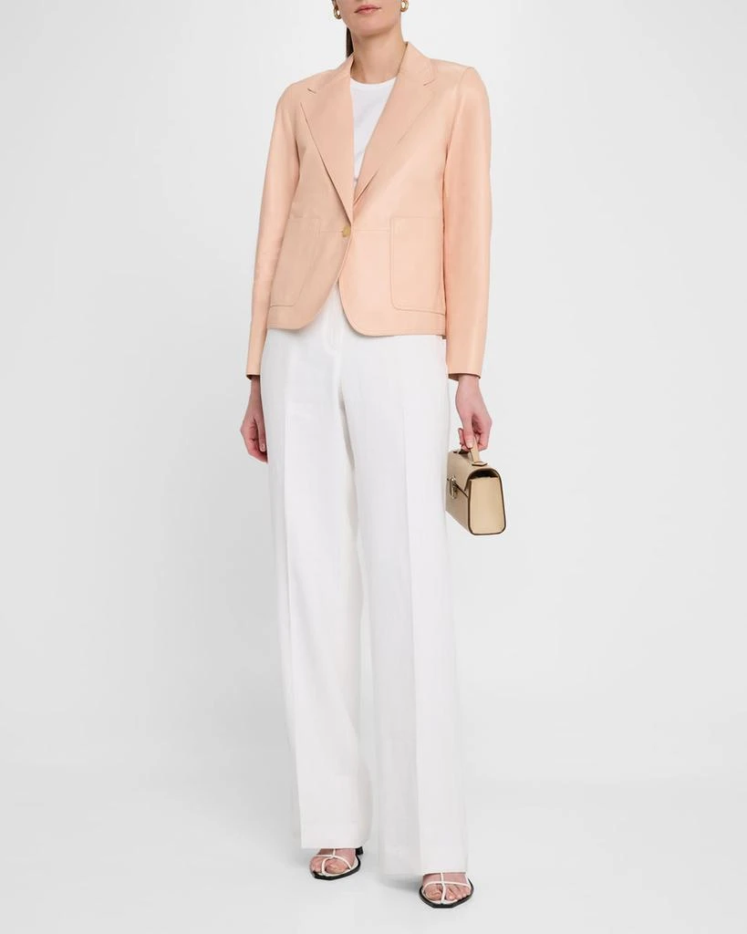 Lafayette 148 New York Single-Button Leather Boyfriend Blazer 2