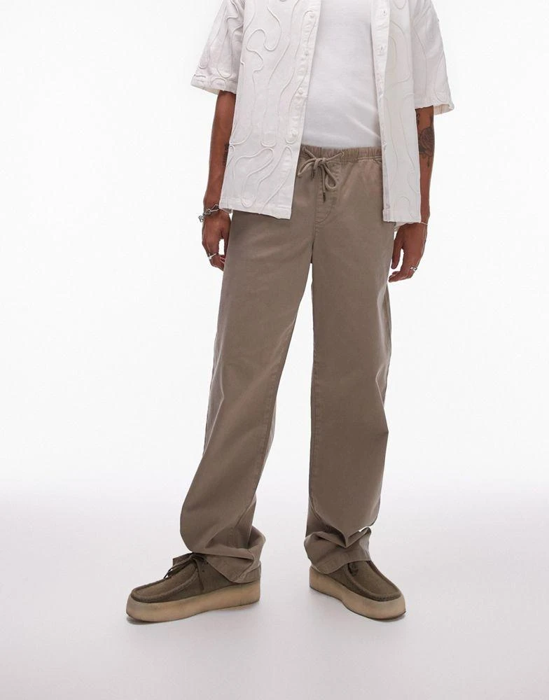 Topman Topman straight trousers in khaki 1